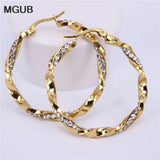 Crystal Round Hoop Earrings Twisted For Women Party LH564