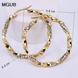 Crystal Round Hoop Earrings Twisted For Women Party LH564