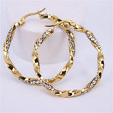 Crystal Round Hoop Earrings Twisted For Women Party LH564