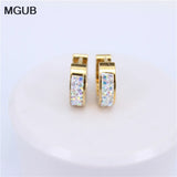 Stainless Steel Crystal Hoop Earrings Set of 12 Pairs Female Models LH547
