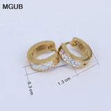 Stainless Steel Crystal Hoop Earrings Set of 12 Pairs Female Models LH547