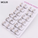Stainless Steel Crystal Hoop Earrings Set of 12 Pairs Female Models LH547