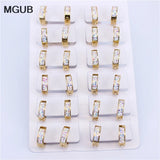 Stainless Steel Crystal Hoop Earrings Set of 12 Pairs Female Models LH547