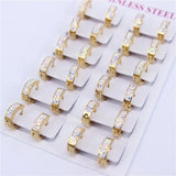 Stainless Steel Crystal Hoop Earrings Set of 12 Pairs Female Models LH547