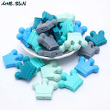 10PCS Food Silicone Beads Baby Teether Chew Toy Crown Beads