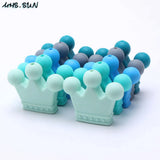 10PCS Food Silicone Beads Baby Teether Chew Toy Crown Beads