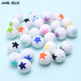 10pcs Silicone Beads Round Star Teething Toys DIY Baby Necklace Teether