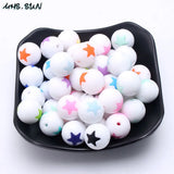 10pcs Silicone Beads Round Star Teething Toys DIY Baby Necklace Teether