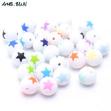 10pcs Silicone Beads Round Star Teething Toys DIY Baby Necklace Teether