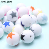 10pcs Silicone Beads Round Star Teething Toys DIY Baby Necklace Teether