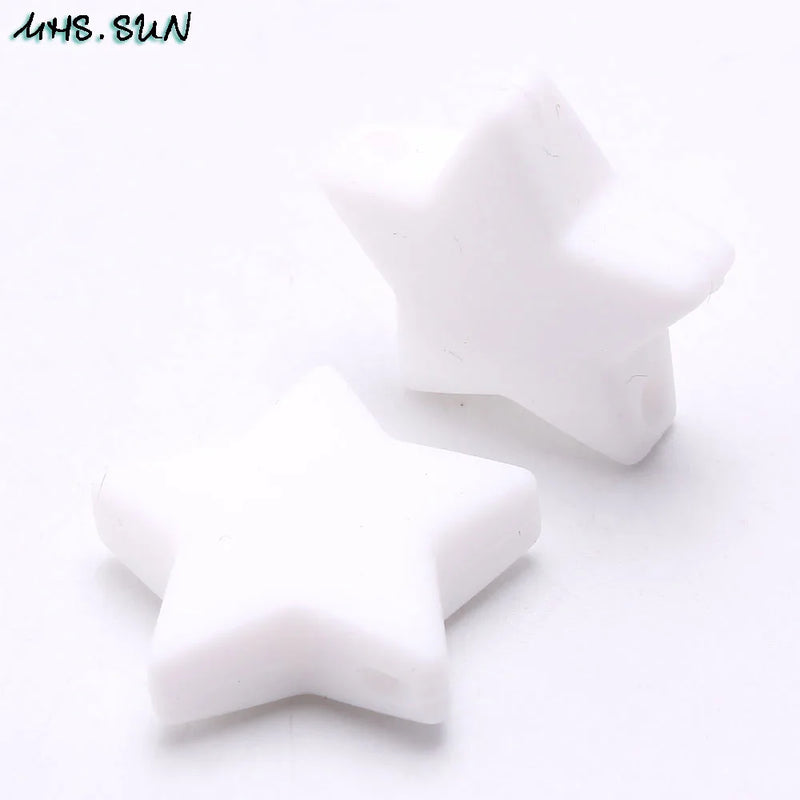 15PCS Star Food Silicone Beads Teething Baby Teether For DIY Nursing Necklace