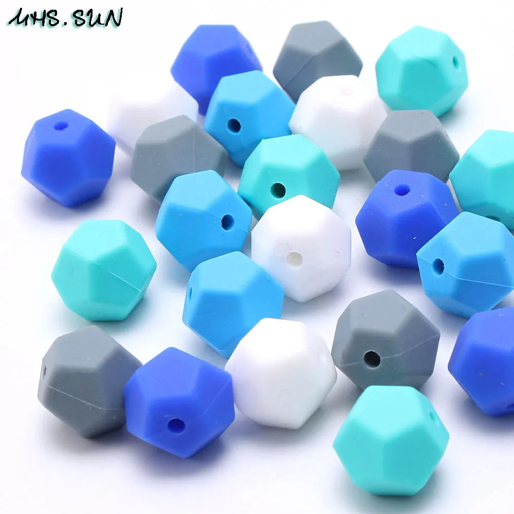15mm 50pcs Pentagon Silicone Beads for Teething Necklace DIY Loose Teether Beads