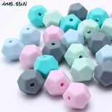 15mm 50pcs Pentagon Silicone Beads for Teething Necklace DIY Loose Teether Beads