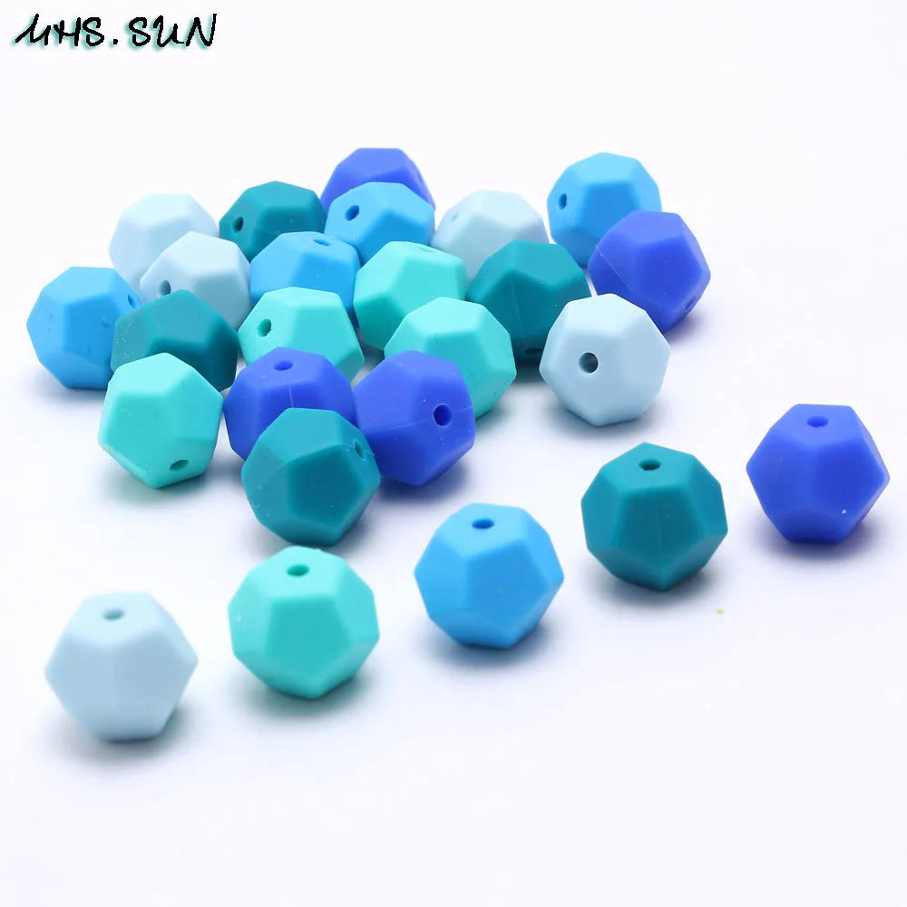 15mm 50pcs Pentagon Silicone Beads for Teething Necklace DIY Loose Teether Beads