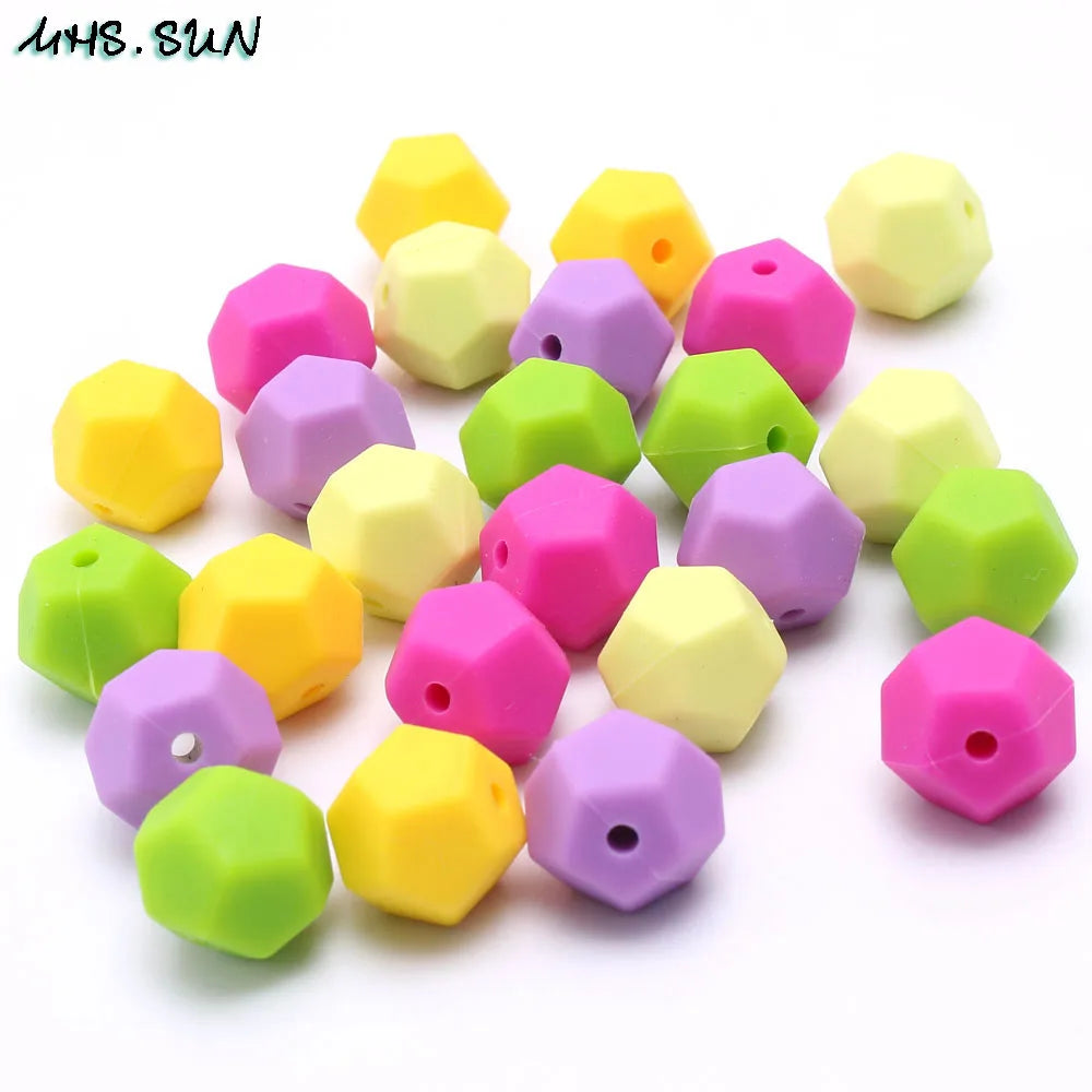 15mm 50pcs Pentagon Silicone Beads for Teething Necklace DIY Loose Teether Beads