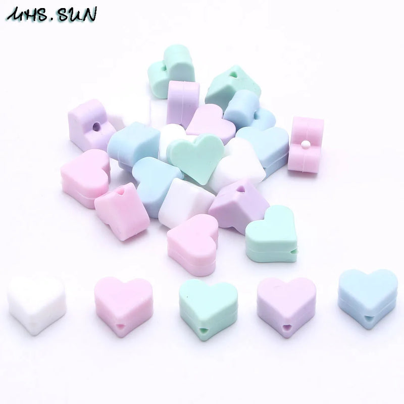 15mm Heart Shape Silicone Teething Beads DIY Nursing Jewelry