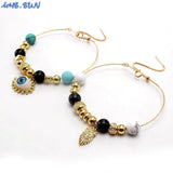 Eye Pendant Bracelet Natural Stone Beaded Bangle Chain Adjustable Gift