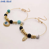 Eye Pendant Bracelet Natural Stone Beaded Bangle Chain Adjustable Gift