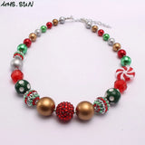 Kids Baby Chunky Bowknot Beaded Necklace Girls Charm Bubblegum Chokers