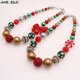 Kids Baby Chunky Bowknot Beaded Necklace Girls Charm Bubblegum Chokers