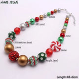 Kids Baby Chunky Bowknot Beaded Necklace Girls Charm Bubblegum Chokers