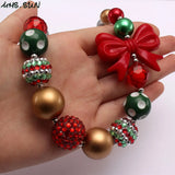 Kids Baby Chunky Bowknot Beaded Necklace Girls Charm Bubblegum Chokers