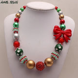 Kids Baby Chunky Bowknot Beaded Necklace Girls Charm Bubblegum Chokers
