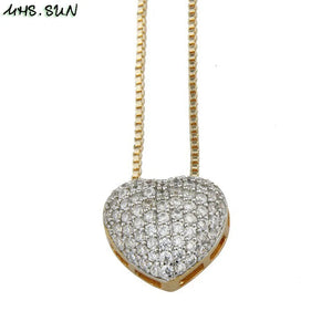 Romantic Cubic Zircon Necklace Heart Pendant Women Crystal Choker Party Gift