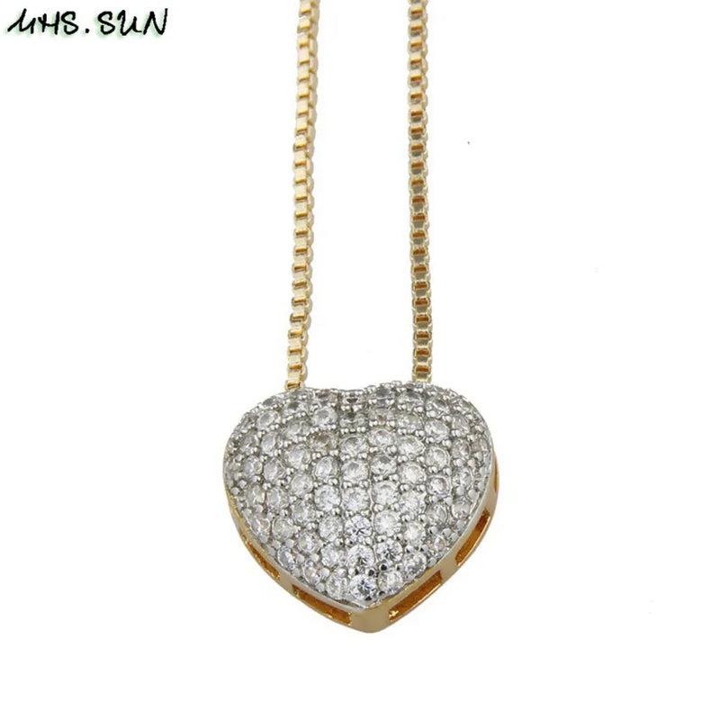 Romantic Cubic Zircon Necklace Heart Pendant Women Crystal Choker Party Gift