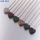 Romantic Cubic Zircon Necklace Heart Pendant Women Crystal Choker Party Gift
