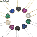 Romantic Cubic Zircon Necklace Heart Pendant Women Crystal Choker Party Gift