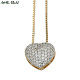 Romantic Cubic Zircon Necklace Heart Pendant Women Crystal Choker Party Gift