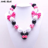 Cartoon Pendant Toddler Chunky Bead Necklace Kid Girl Bubblegum