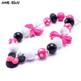 Cartoon Pendant Toddler Chunky Bead Necklace Kid Girl Bubblegum