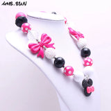 Cartoon Pendant Toddler Chunky Bead Necklace Kid Girl Bubblegum