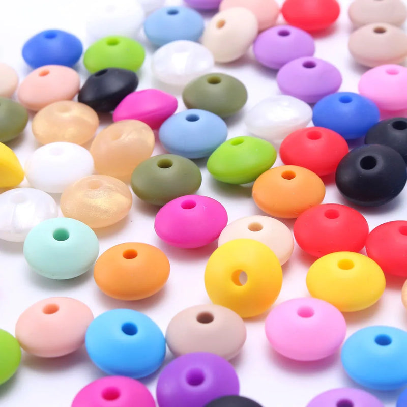 200pcs Candy Silicone Beads Pastel Soft Lentil DIY Necklace Baby Teether Toys