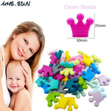 20PCS Crown Shaped Silicone Beads 35*30mm Teether For Infant Teething