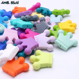 20PCS Crown Shaped Silicone Beads 35*30mm Teether For Infant Teething
