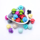 30pcs Mushroom Silicone Beads for Baby Teething Jewelry DIY Crafts