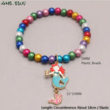 3PCS Baby Charm Mermaid/Shell Shaped Pendant Bracelets Pearls Beads Bangles