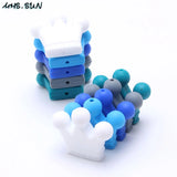 40PCS BPA Silicone Beads Crown Shaped Teether for DIY Baby Necklace