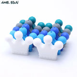 40PCS BPA Silicone Beads Crown Shaped Teether for DIY Baby Necklace