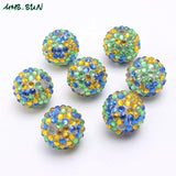 50Pcs Rhinestone Resin Dreamy Round Ball Beads DIY Chunky Jewelry