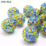 50Pcs Rhinestone Resin Dreamy Round Ball Beads DIY Chunky Jewelry