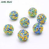 50Pcs Rhinestone Resin Dreamy Round Ball Beads DIY Chunky Jewelry