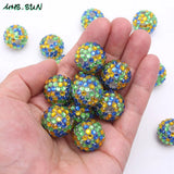 50Pcs Rhinestone Resin Dreamy Round Ball Beads DIY Chunky Jewelry
