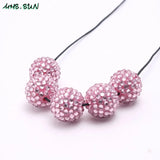 50pcs Pink Rhinestone Ball Beads Chunky Round Beads