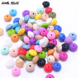 50pcs Silicone Beads Abacus Lentil Shape Baby Teether Toy DIY Jewelry Making