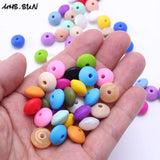 50pcs Silicone Beads Abacus Lentil Shape Baby Teether Toy DIY Jewelry Making