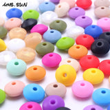 50pcs Silicone Beads Abacus Lentil Shape Baby Teether Toy DIY Jewelry Making